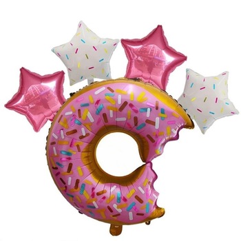 Set De 5 Baloane, Forma Gogoasa, Baloane Stele, Muticolor Set De 5 Baloane, Forma Gogoasa, Baloane Stele, Muticolor