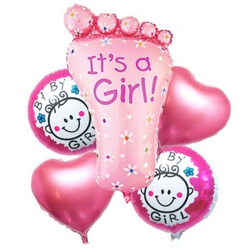 Set De 5 Baloane Folie Talpa, Baloane Baby Girl Rotunde, Balone Inima, Roz Set De 5 Baloane Folie Talpa, Baloane Baby Girl Rotunde, Balone Inima, Roz