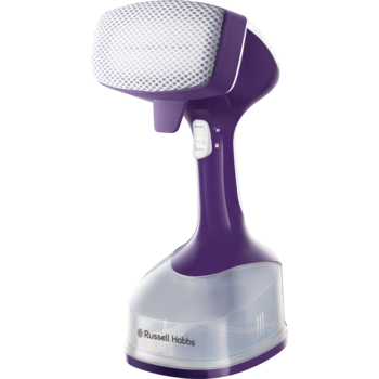 Aparat de calcat vertical cu abur Russell Hobbs Steam Genie 25600-56, 1650 W, 220 ml, 3 accesorii, Alb/Mov Aparat de calcat vertical cu abur Russell Hobbs Steam Genie 25600-56, 1650 W, 220 ml, 3 accesorii, Alb/Mov
