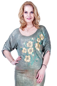 Bluza verde pictata Liza Panait R1962E, Verde Bluza verde pictata Liza Panait R1962E, Verde