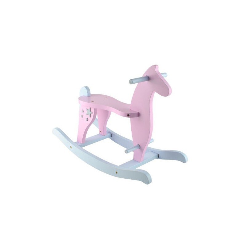 Balansoar Din Lemn Tip Calut, Roz Cu Albastru