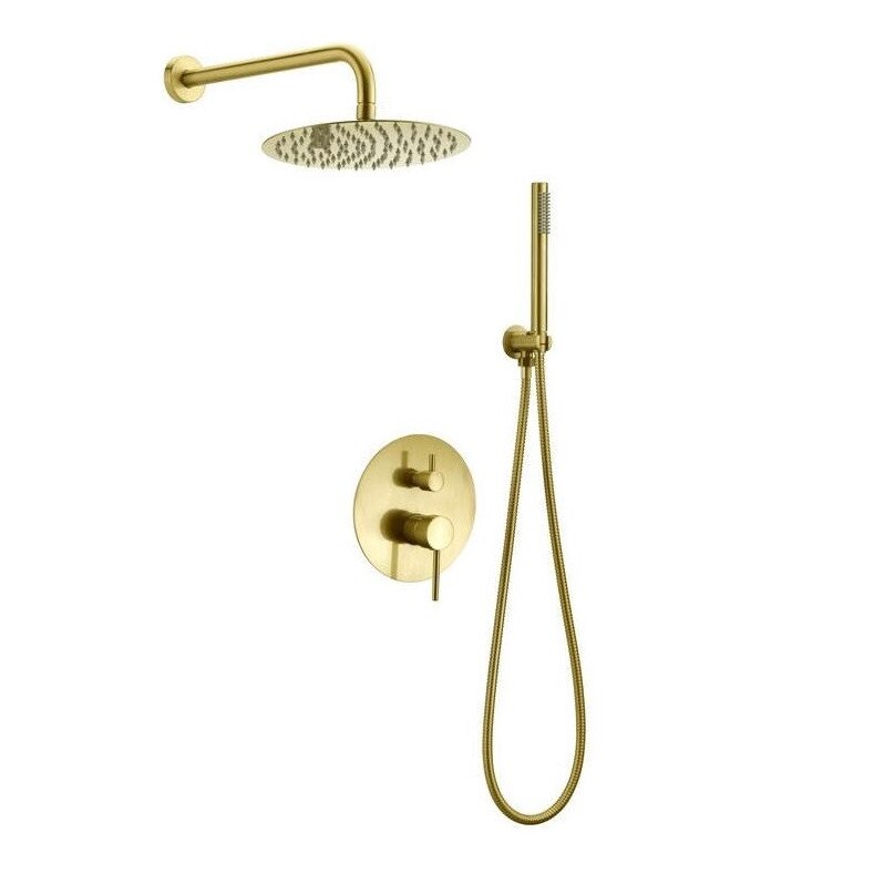 Sistem complet de dus EGO-Lun Gold, montaj incastrat, finisaj auriu