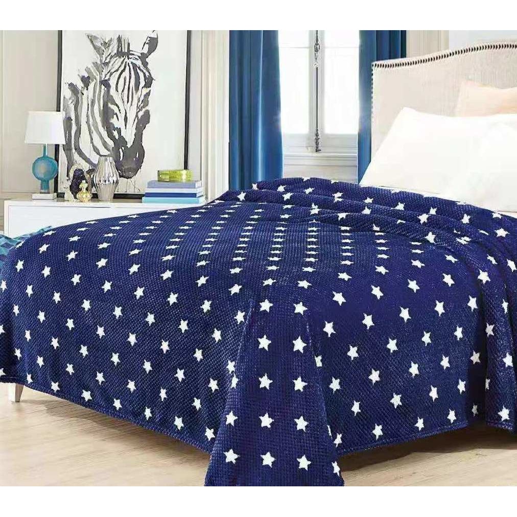 Patura Cocolino moale, bleu cu model, punga cadou 200X230cm Gia26