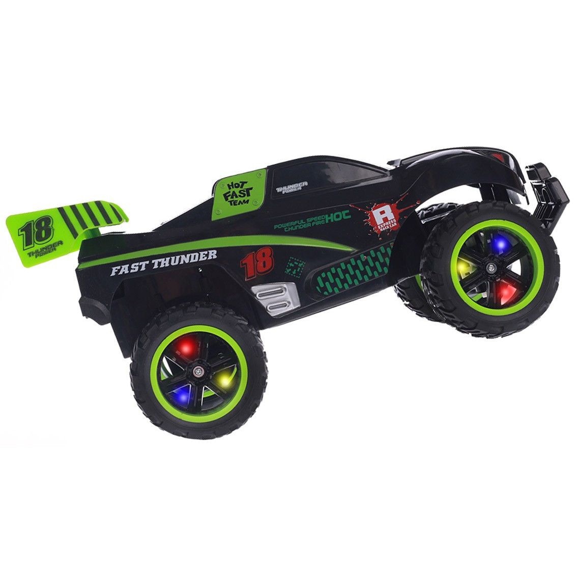 Masina cu telecomanda pentru copii Off Road 4x4 scara 1:12, Multifunctionala si interactiva, Jante Luminoase, Acumulatori inclusi, Neagra