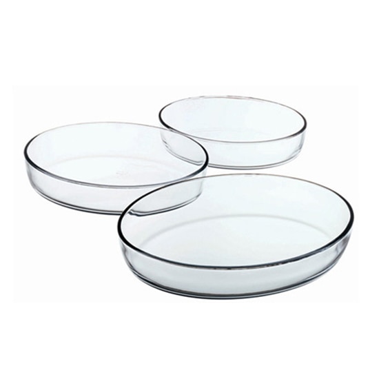 Set 3 vase termorezistente ovale Pasabahce Borcam, 1.65 L / 2 L / 3 L