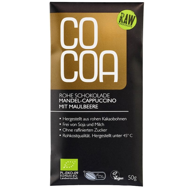 Ciocolata raw cu migdale si dude albe ECO 50 g - Cocoa