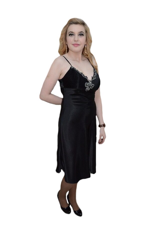 Rochie de gala,strasuri argintii aplicate,D&J Exclusive, Negru