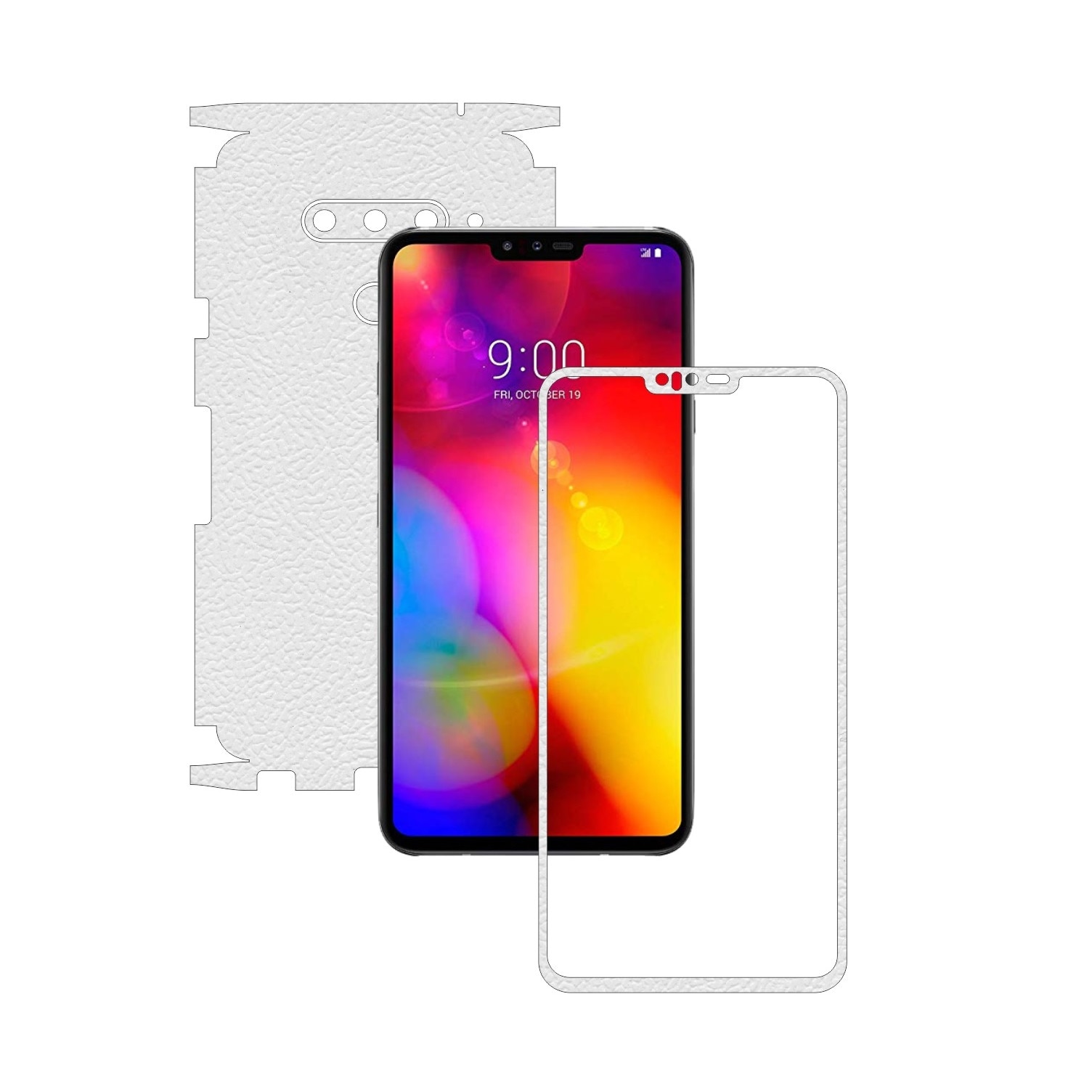Folie Protectie Carbon Skinz pentru LG V40 ThinQ - Piele Alba 360 Cut, Skin Adeziv Full Body Cover pentru Rama Ecran, Carcasa Spate si Laterale