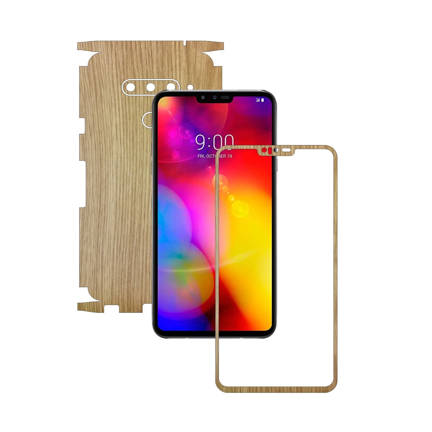 Folie Protectie Carbon Skinz pentru LG V40 ThinQ - Lemn Stejar 360 Cut, Skin Adeziv Full Body Cover pentru Rama Ecran, Carcasa Spate si Laterale