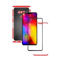 Folie Protectie Carbon Skinz pentru LG V40 ThinQ - Carbon Two Tone Negru / Rosu, Skin Adeziv Full Body Cover pentru Rama Ecran, Carcasa Spate si Laterale