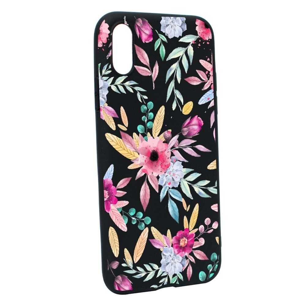 Husa Apple iPhone XS / X, Silicon, Happy Flowers B69