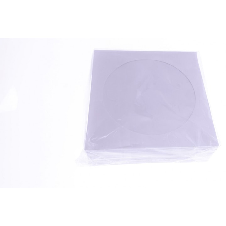 Plic CD cu fereastra Omega 56862, hartie 80g/mp 100 buc / set Alb 100