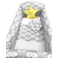 Lenjerie de patut bebelusi 120x60 cm cu aparatori Maxi Deseda Steluta Noapte buna albastru