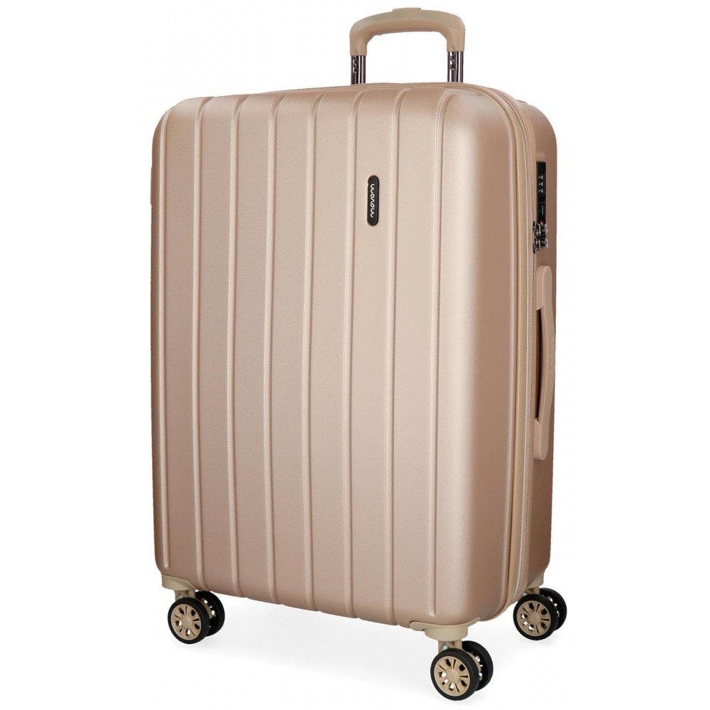 Troler ABS 70 cm 4 roti expandabil Movom Wood sampanie