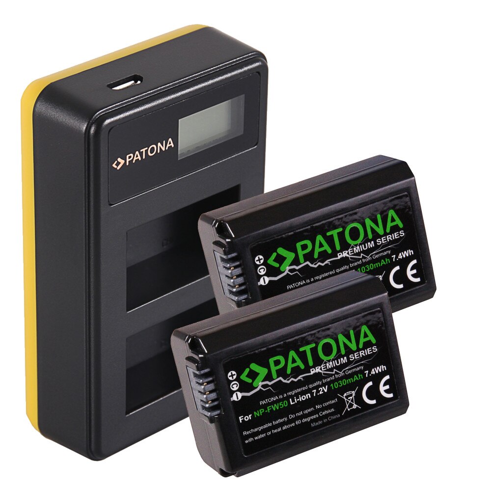 Sony NP FW50 1030mAh7,2V7,4Wh 2 db Patona prémium akkumulátor és LCD s dupla töltő csomag Sony NP FW50 1030mAh7,2V7,4Wh 2 db Patona prémium akkumulátor és LCD s dupla töltő csomag