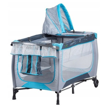 Patut Pliabil pentru Copii cu Spatii Depozitare, Baldachin, Roti cu Franare, Plasa Mesh Anti-Tantari si Geanta Transport Patut Pliabil pentru Copii cu Spatii Depozitare, Baldachin, Roti cu Franare, Plasa Mesh Anti-Tantari si Geanta Transport