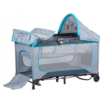 Patut Pliabil Multifunctional pentru Copii cu Masa de Infasat si Baldachin cu Jucarii, Plasa Mesh Anti-Tantari si Geanta Transport Patut Pliabil Multifunctional pentru Copii cu Masa de Infasat si Baldachin cu Jucarii, Plasa Mesh Anti-Tantari si Geanta Transport