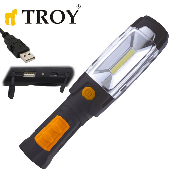 Акумулаторна работна лампа TROY, LED, 3 W, 2000 mAh, Черен/Жълт