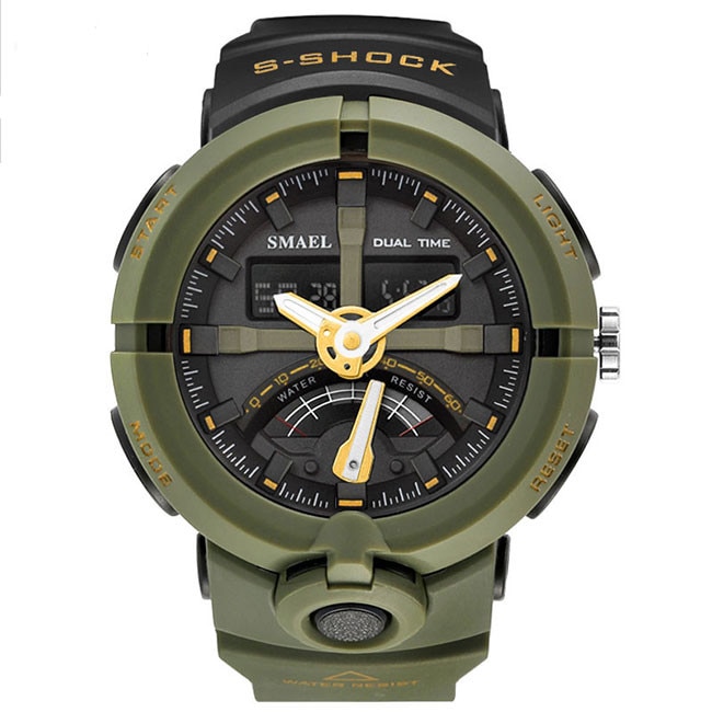 Ceas Unisex Quartz SMAEL Sport Verde, CP9457VE, curea din silicon, afisaj analog-digital