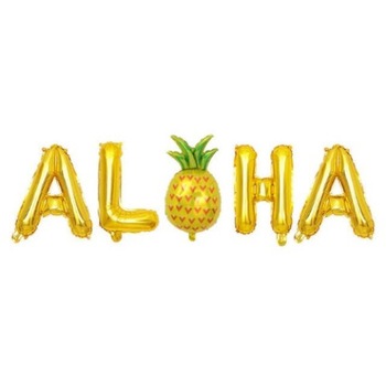 Set Baloane Litere, ALOHA, Gold, 105 cm Set Baloane Litere, ALOHA, Gold, 105 cm