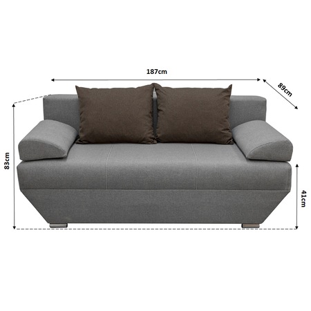 Canapea Kring Peru, 187x89x83, Gri/Maro