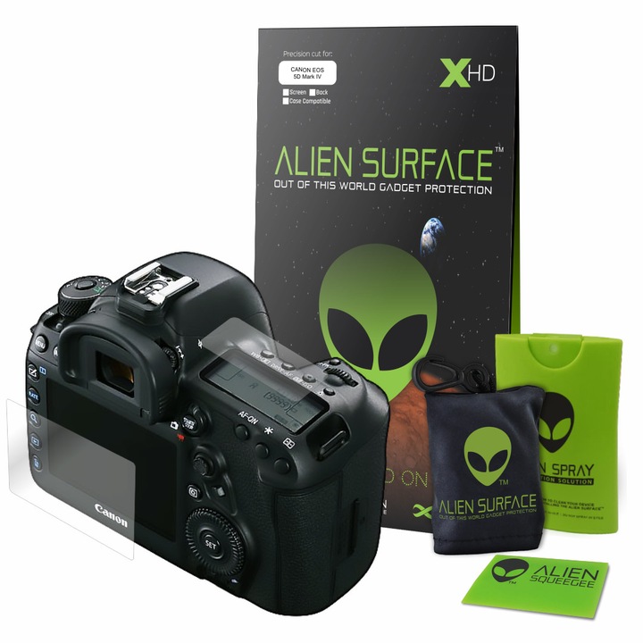 Alien Surface XHD, Canon EOS 5D Mark IV, kijelzővédő fólia 1+1 ajándék + Alien Fiber törlőkendő