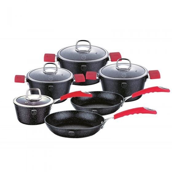 Set oale 10 piese, invelis marmura, Black Stone Touch Line, BH 1166N