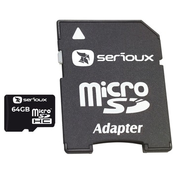 Micro Secure Digital Card Serioux, 64GB, SFTF64AC10, Clasa 10, cu adaptor SDHC Micro Secure Digital Card Serioux, 64GB, SFTF64AC10, Clasa 10, cu adaptor SDHC