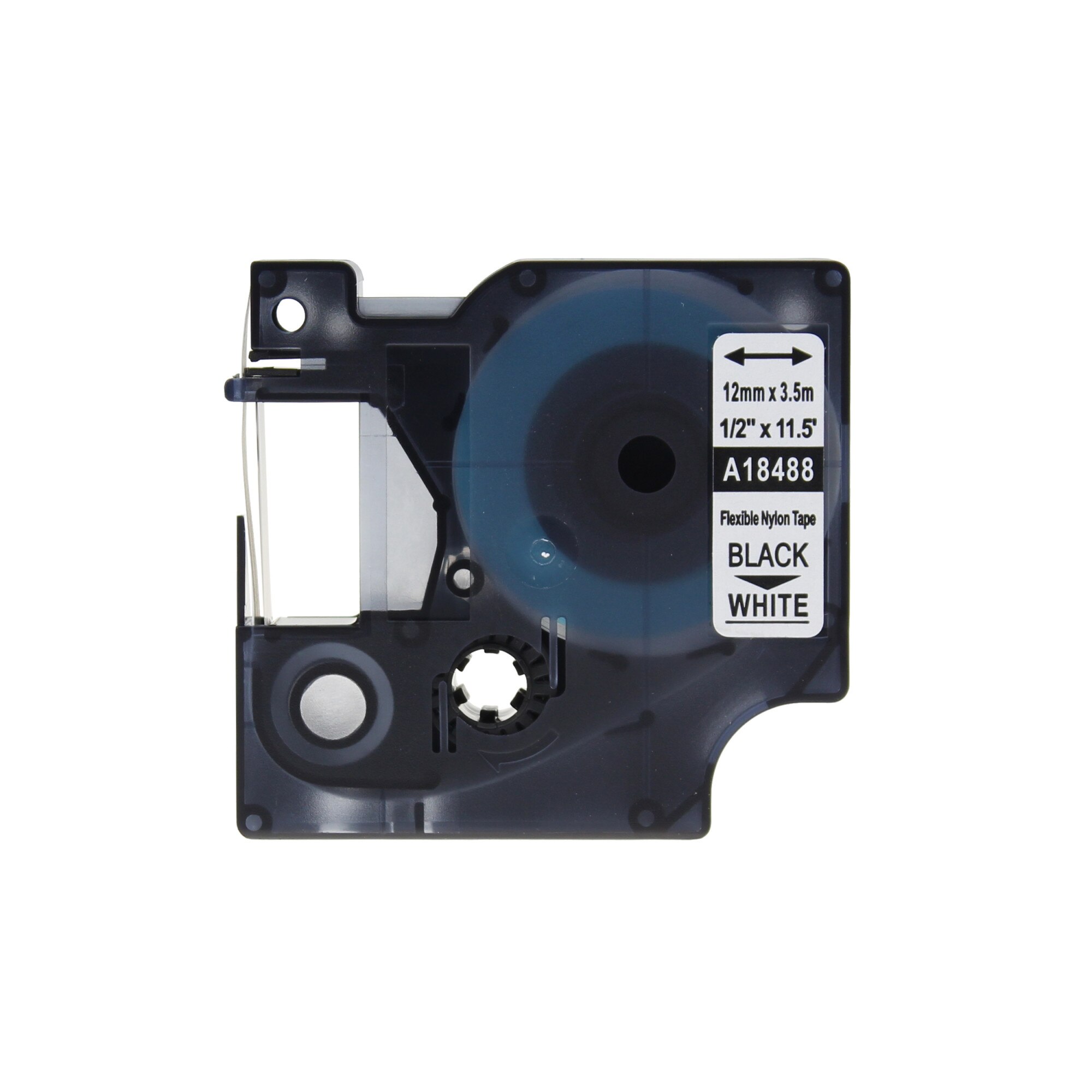 Banda nylon flexibil, compatibil Dymo 18488, negru/alb, 12mm x 3.5m