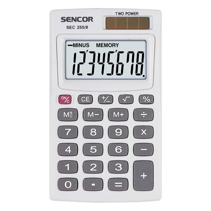 Calculator de birou, Sencor, Alb/Gri