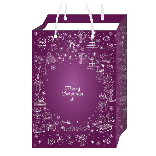 Set 25 Pungi Cadou Purple Happy Christmas GP028 25X35X8 cm