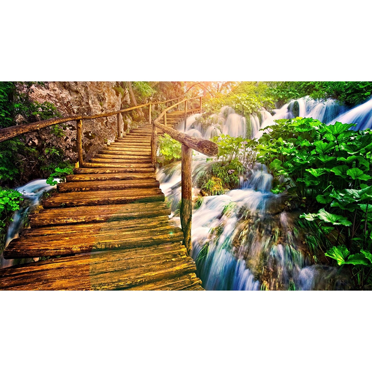 Fototapet de perete autoadeziv si lavabil Podet peste cascada 270 x 200 cm