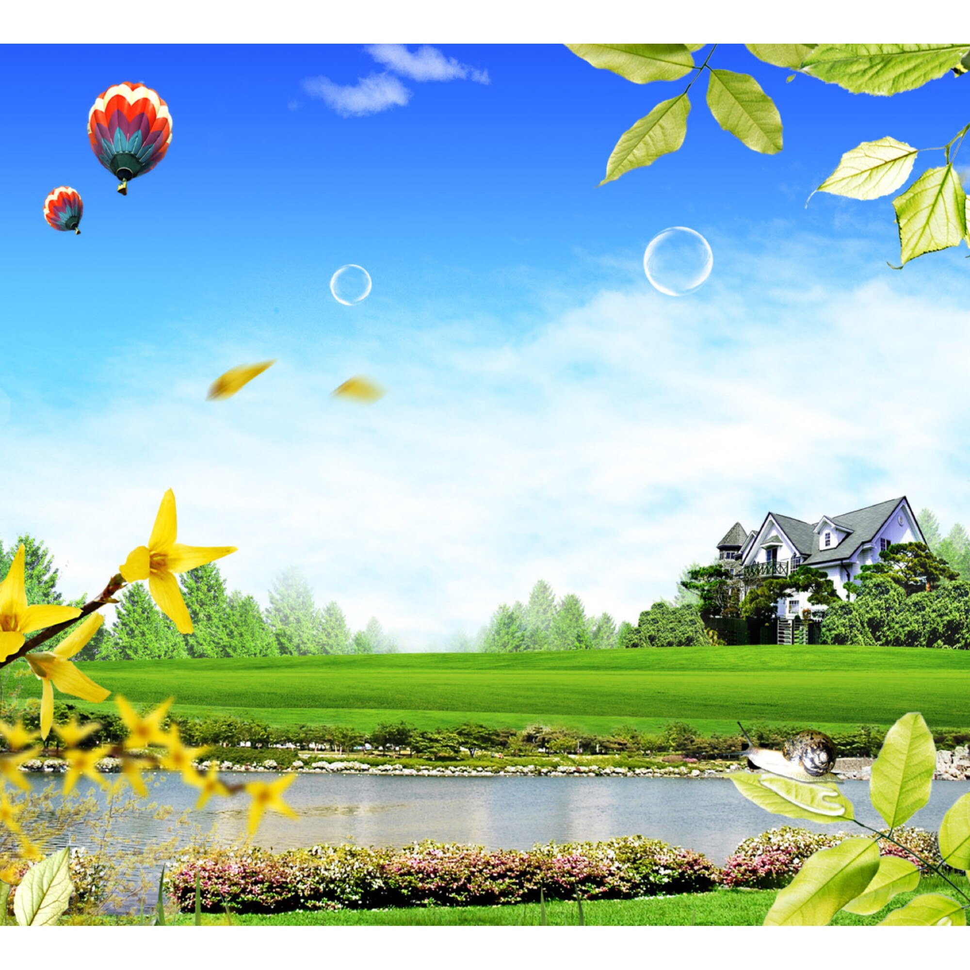 Fototapet din autocolant de perete Zbor peste rau 270 x 200 cm