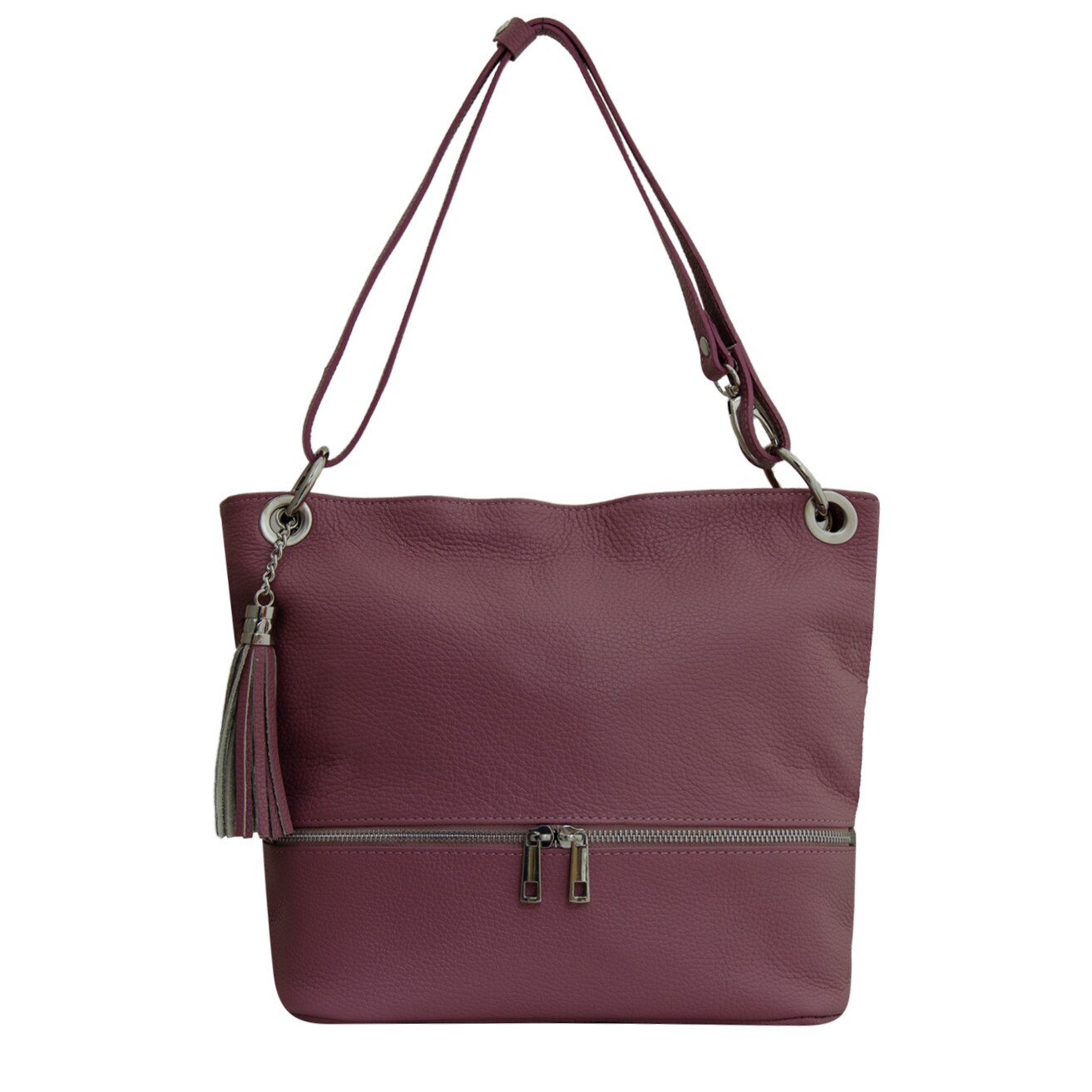 Geanta de dama din piele naturala, Ruby roz aprins