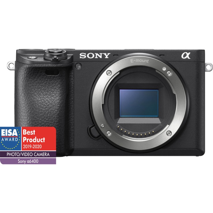 Aparat foto Mirrorless Sony Alpha A6400 B, 24.2 MP, APS-C, Body, E-mount, 4K HDR, 4D Focus, Time-lapse, ISO 100-32000, Negru