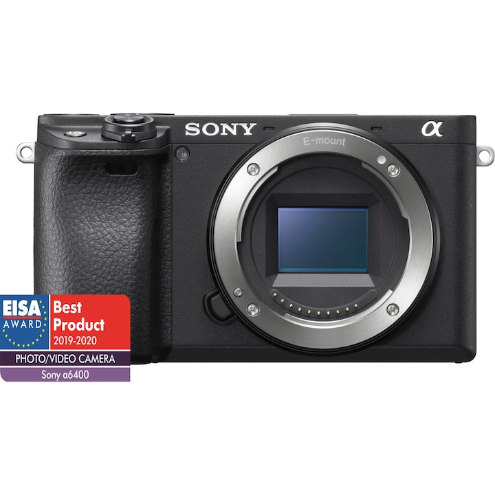 Aparat foto Mirrorless Sony Alpha A6400 B, 24.2 MP, APS-C, Body, E-mount, 4K HDR, 4D Focus, Time-lapse, ISO 100-32000, Negru