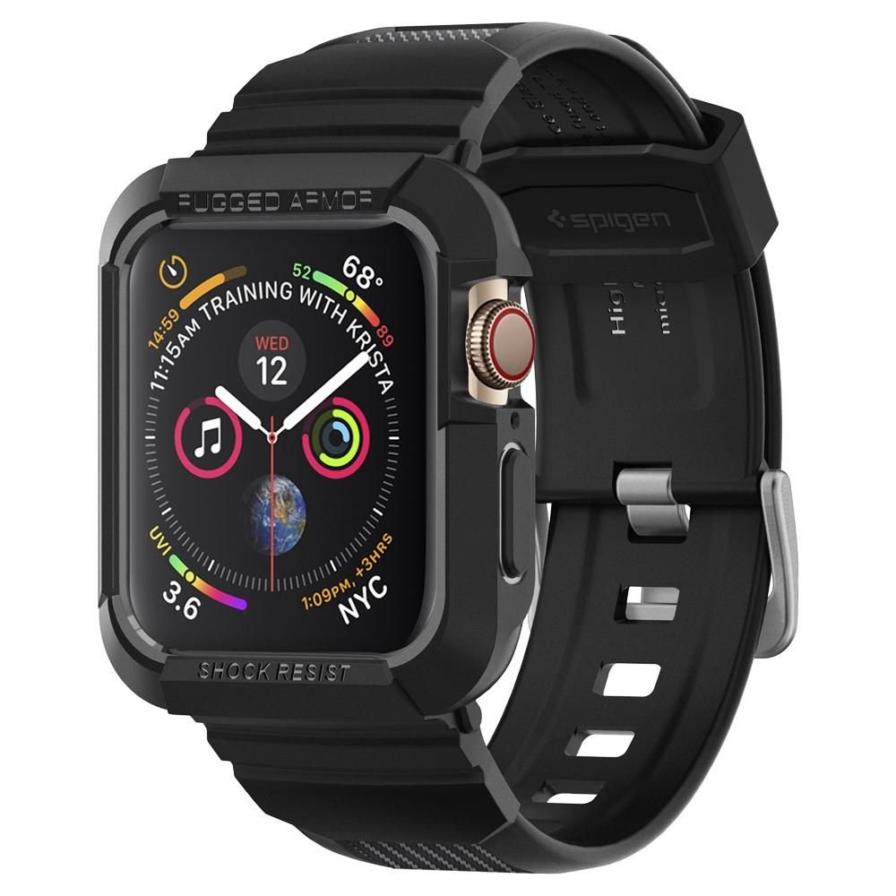 Husa curea Apple Watch 4 44 mm TPU SPIGEN Rugged Armor Pro Black