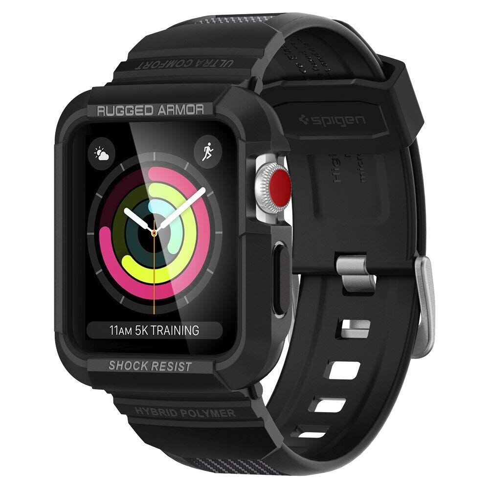 Husa curea Apple Watch 42 mm TPU SPIGEN Rugged Armor Pro Black