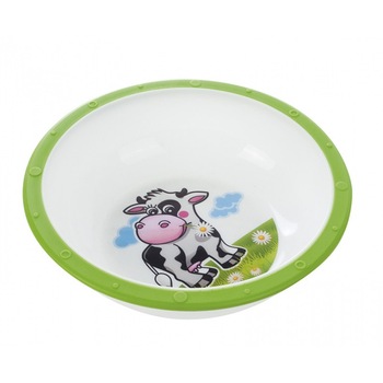 Castron plastic cu ventuza, vacuta verde, Canpol, 4/416 Castron plastic cu ventuza, vacuta verde, Canpol, 4/416