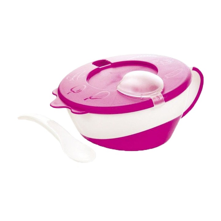 Canpol Babies 31/406 Комплект купа и лъжица от 2 части, Фуксия