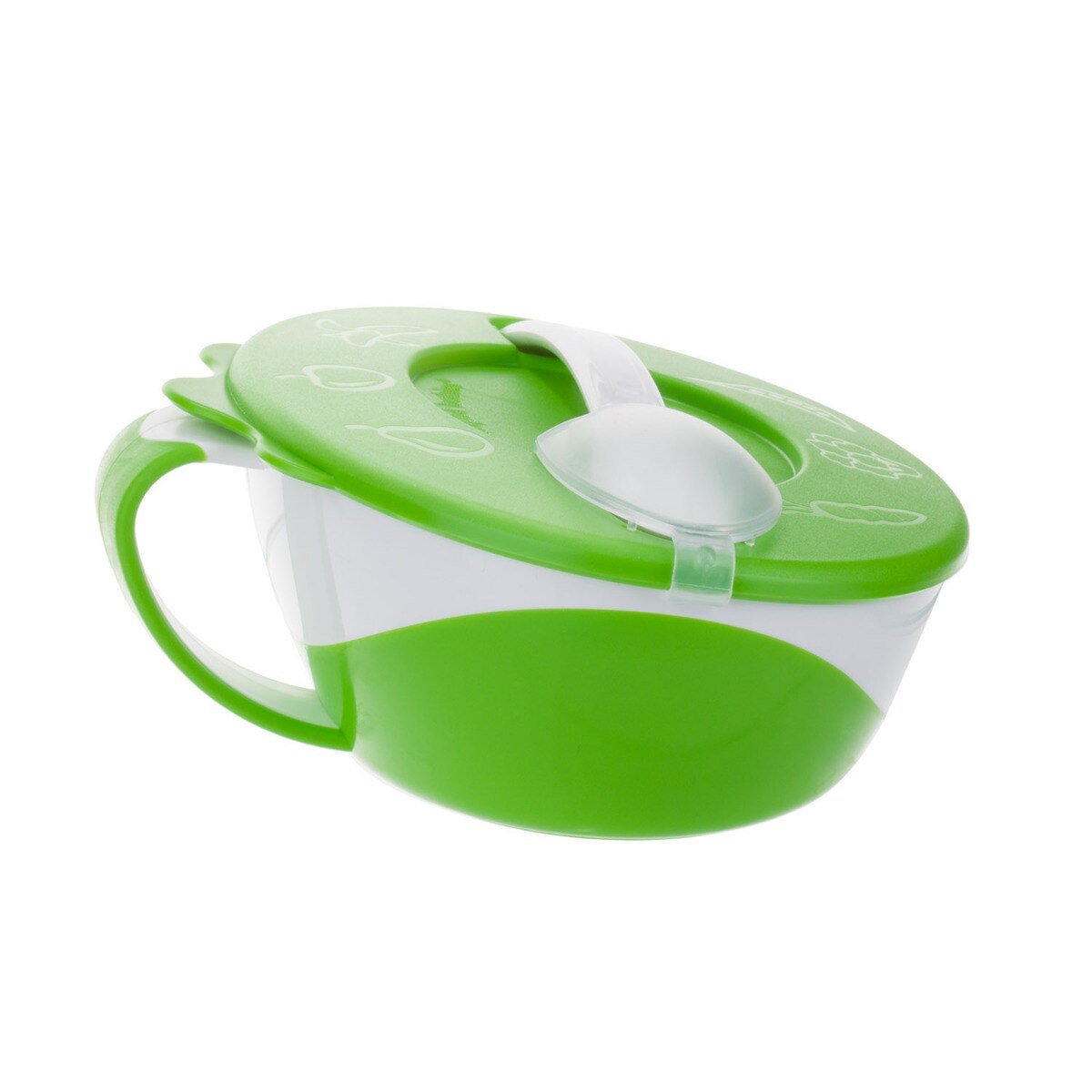 Bol cu lingurita, capac, maner lung, verde, Canpol, 31/406