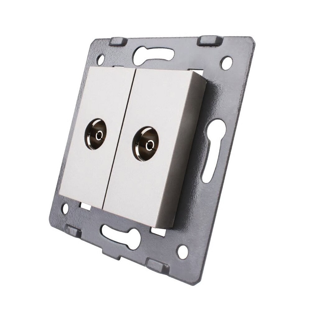 Priza dubla TV Livolo fara rama din sticla, Gri