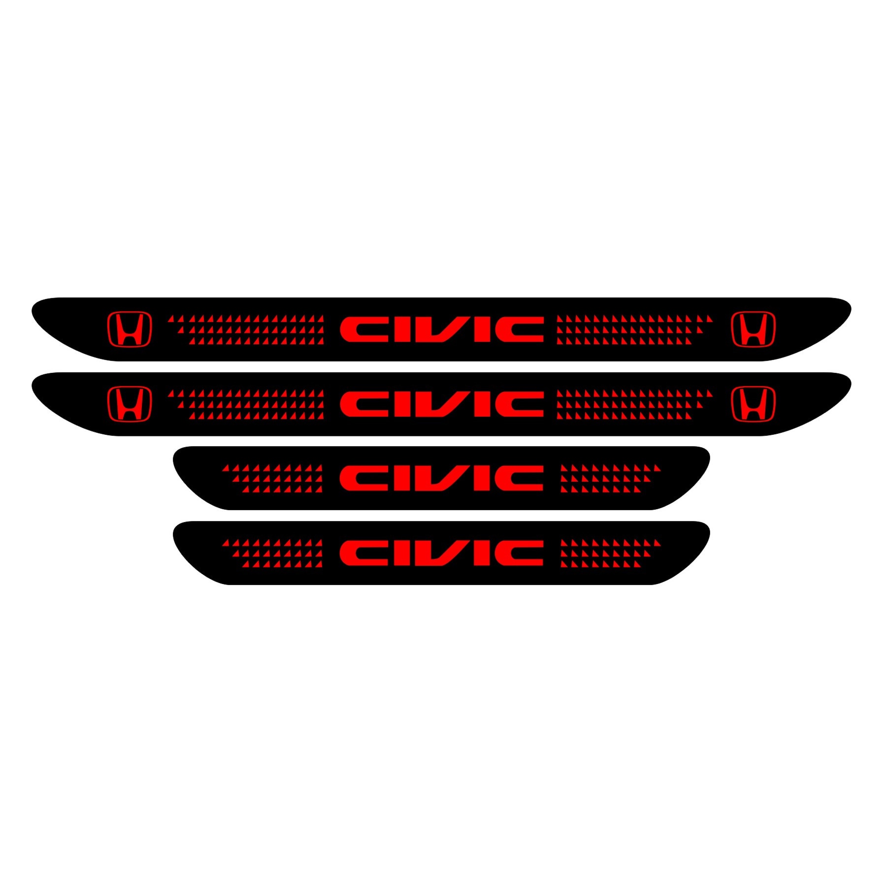 Set stickere praguri Honda Civic, negru - rosu, sticker decorativ