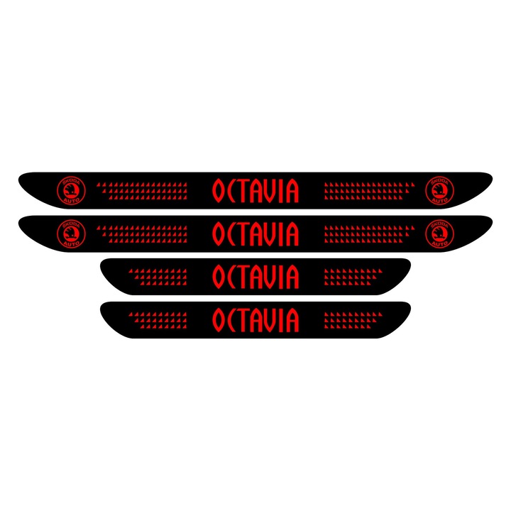 Set stickere praguri Octavia, negru - rosu, sticker decorativ