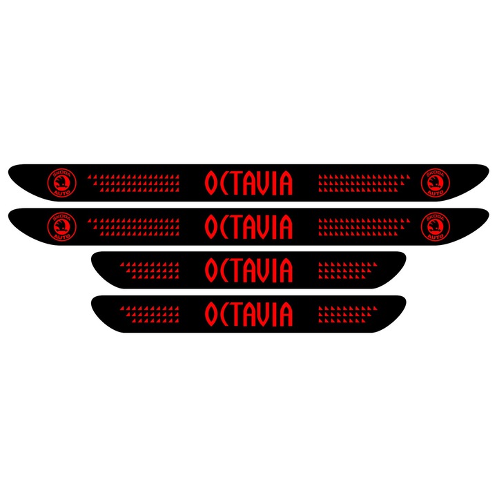 Set stickere praguri Octavia, negru - rosu, sticker decorativ