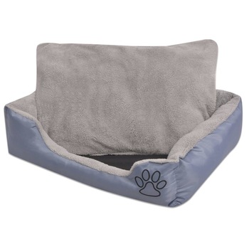 Culcus pentru caini, cu perna, vidaXL, Tesatura, XXL, Gri, 110 x 80 x 21 cm Culcus pentru caini, cu perna, vidaXL, Tesatura, XXL, Gri, 110 x 80 x 21 cm