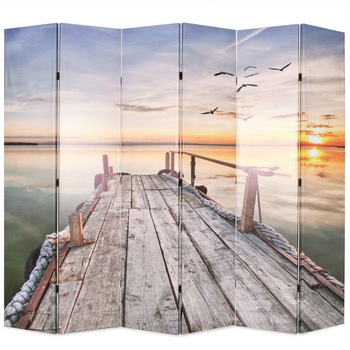 Paravan de camera, pliabil, imprimeu lac, vidaXL, 228 x 180 cm, Multicolor Paravan de camera, pliabil, imprimeu lac, vidaXL, 228 x 180 cm, Multicolor