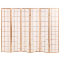 Paravan pliabil cu 6 panouri, in stil japonez, vidaXL, 240 x 170 cm, Maro