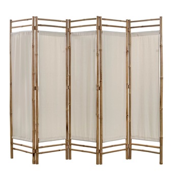 Paravan de camera cu 5 panouri, vidaXL, 200 x 160 cm, Crem Paravan de camera cu 5 panouri, vidaXL, 200 x 160 cm, Crem