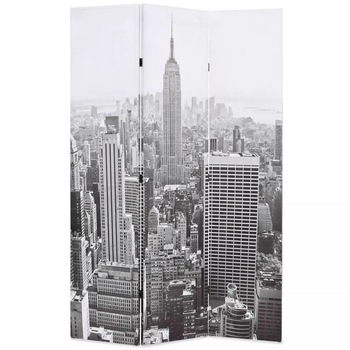 Paravan de camera, pliabil, imprimeu New York, vidaXL, 120 x 180 cm, Alb Negru Paravan de camera, pliabil, imprimeu New York, vidaXL, 120 x 180 cm, Alb Negru